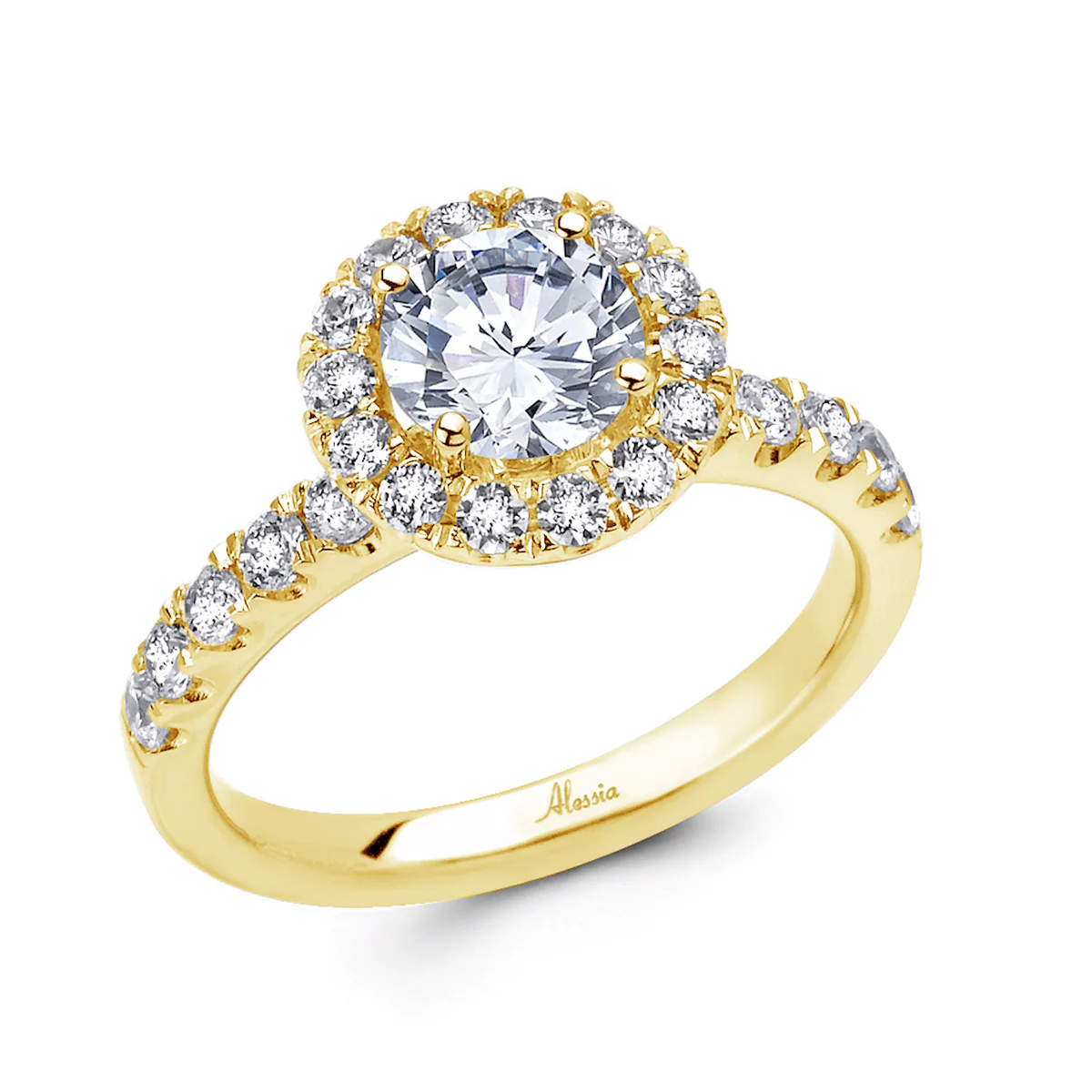 Round Brilliant Cut Diamond Halo Engagement Ring - ACB026 - Image 6