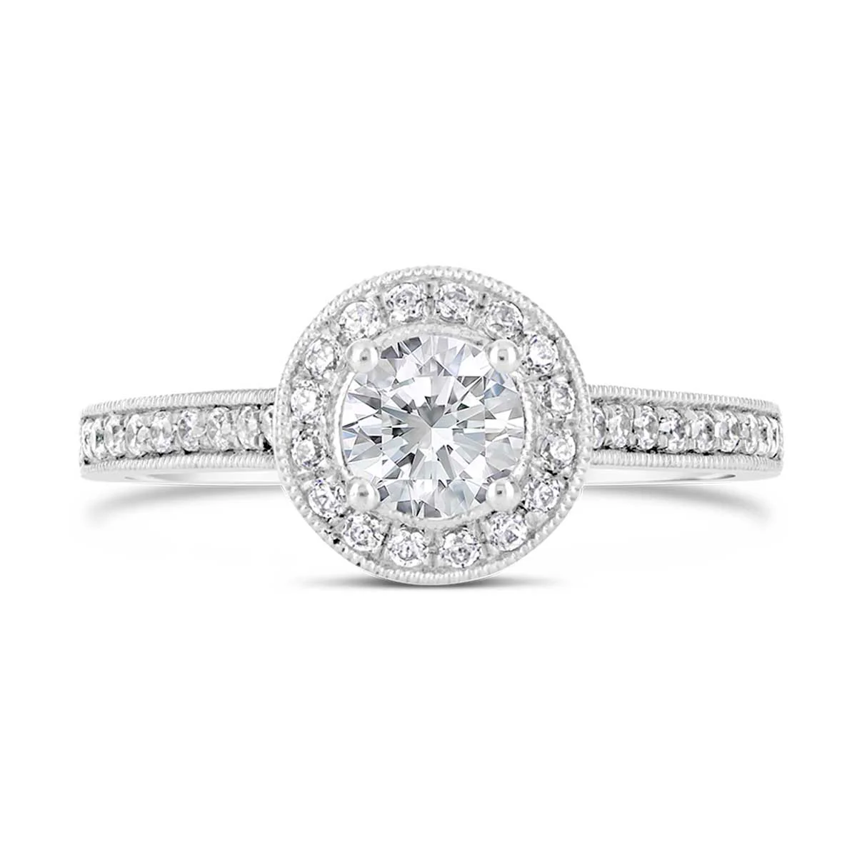 Round Brilliant Cut Diamond Halo Engagement Ring - ACB028 - Image 2