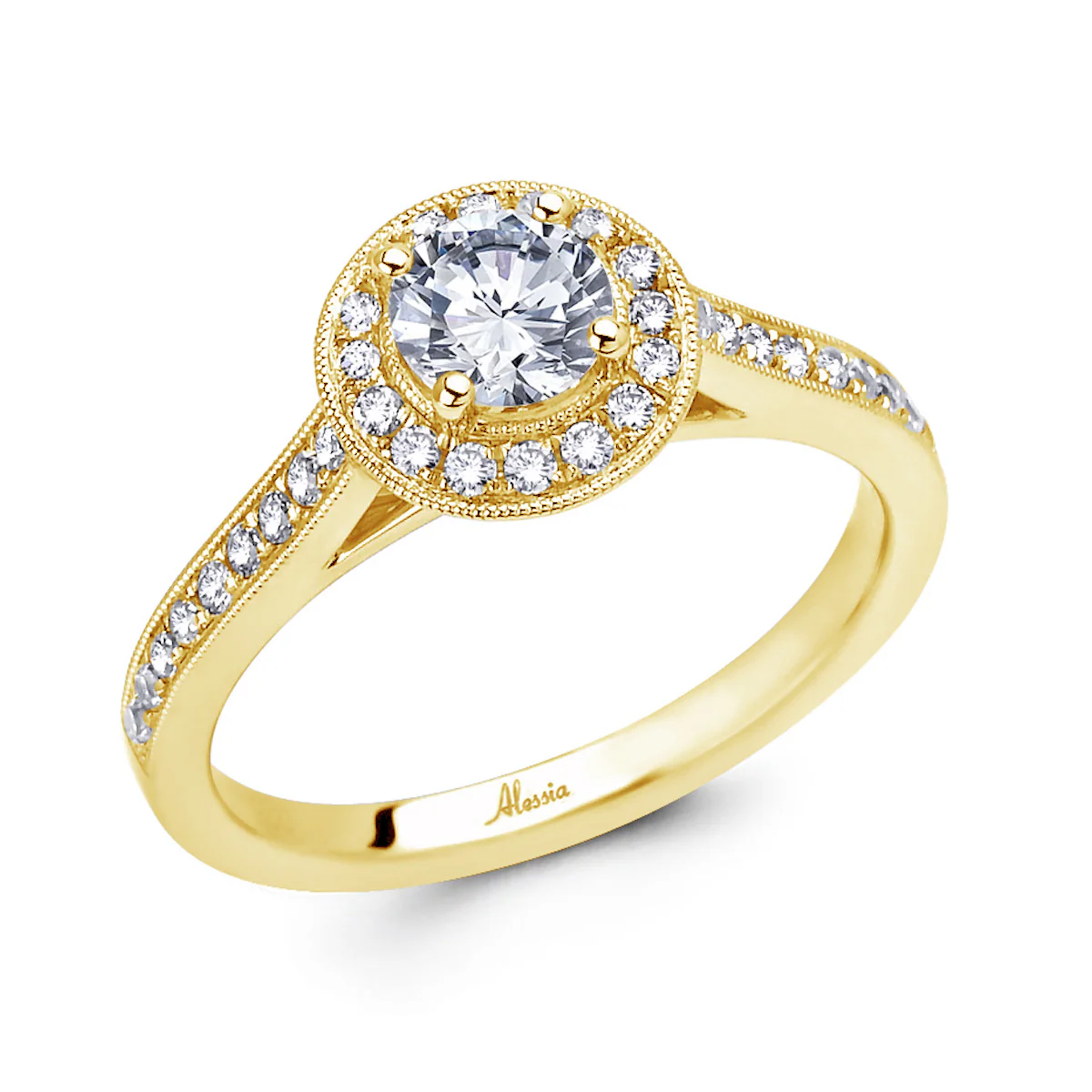 Round Brilliant Cut Diamond Halo Engagement Ring - ACB028 - Image 3