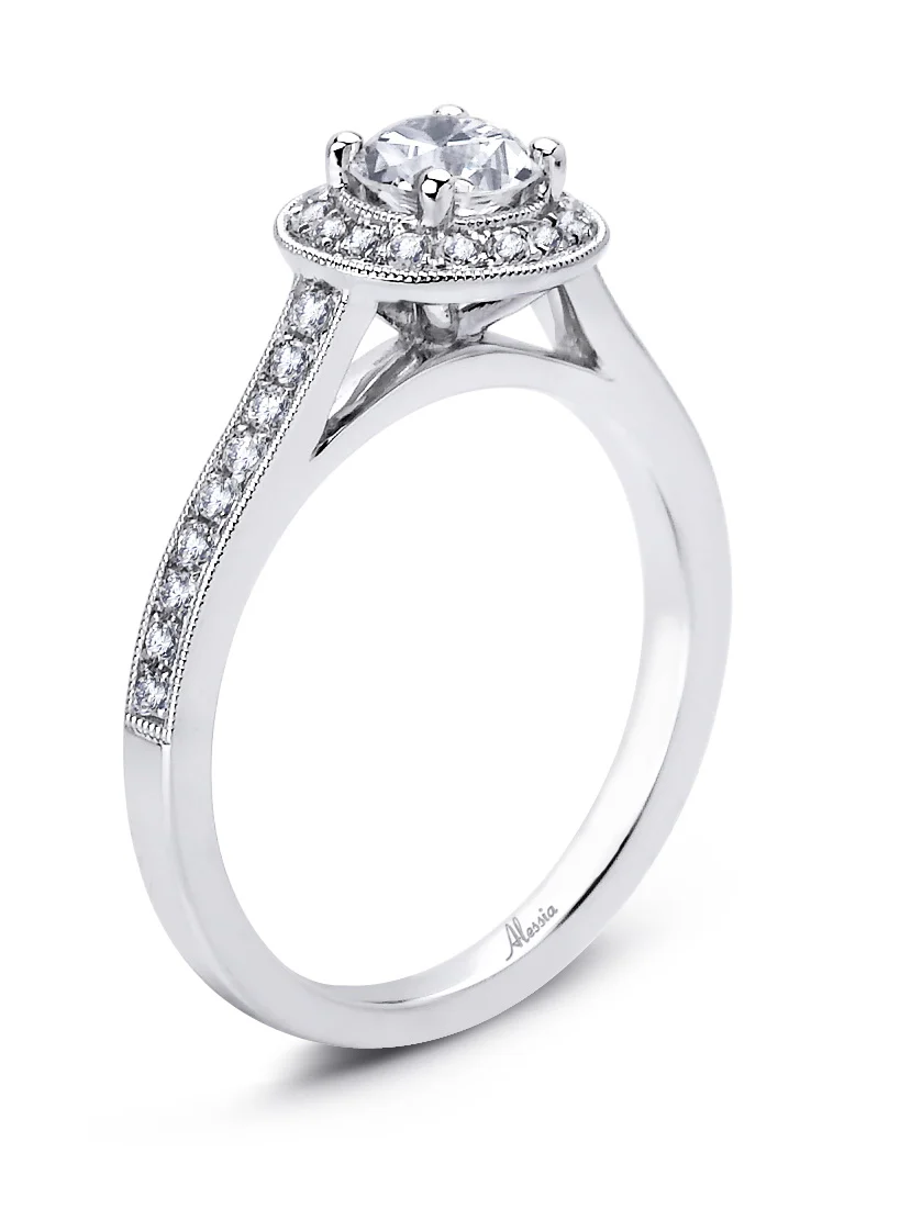 Round Brilliant Cut Diamond Halo Engagement Ring - ACB028 - Image 4