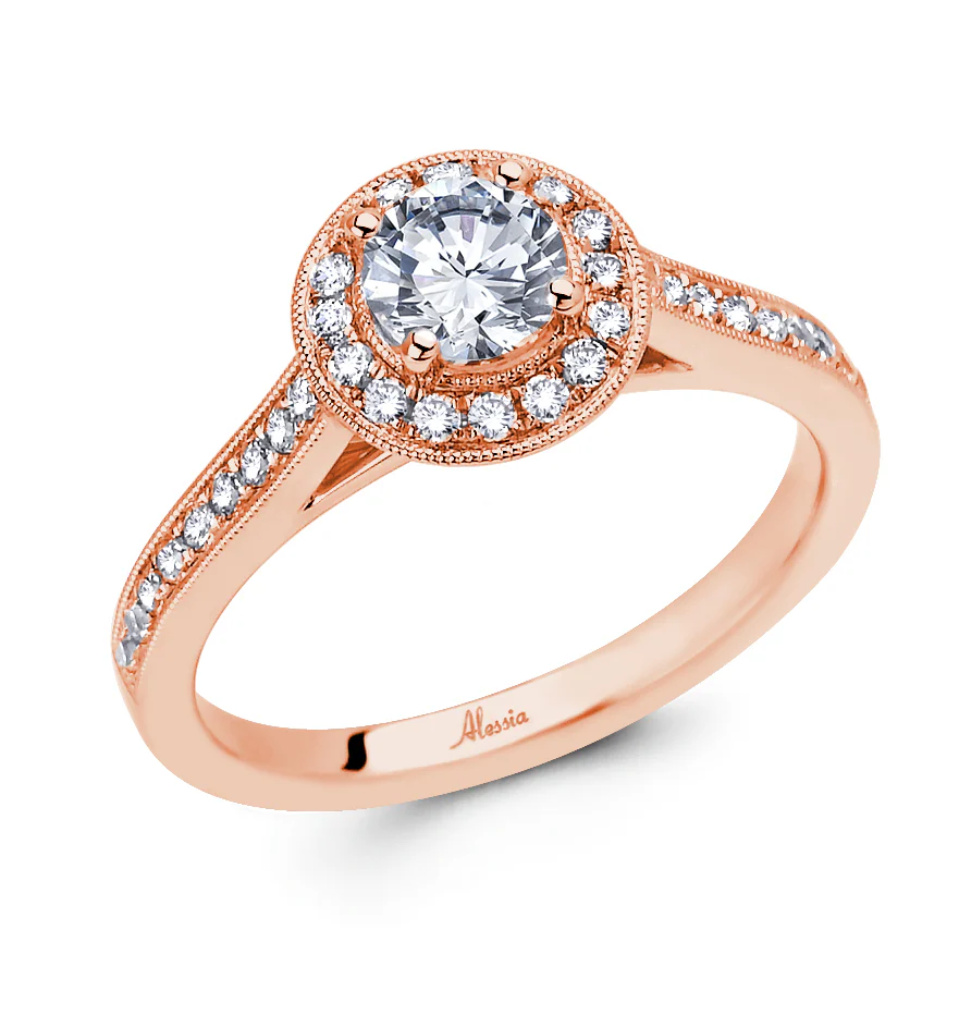 Round Brilliant Cut Diamond Halo Engagement Ring - ACB028 - Image 5