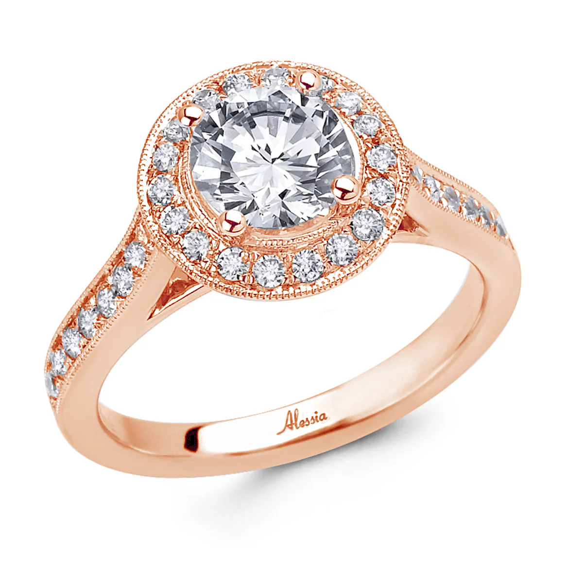 Round Brilliant Cut Diamond Halo Engagement Ring - ACB029 - Image 2