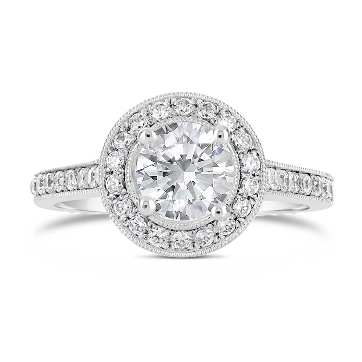 Round Brilliant Cut Diamond Halo Engagement Ring - ACB029 - Image 4