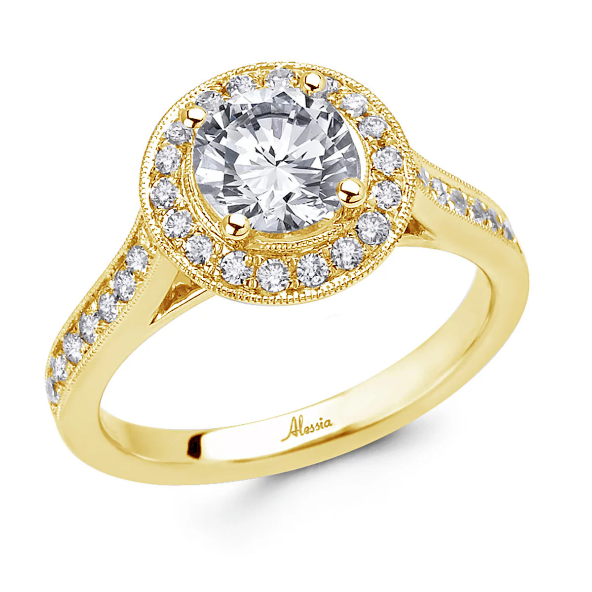 Round Brilliant Cut Diamond Halo Engagement Ring - ACB029 - Image 5