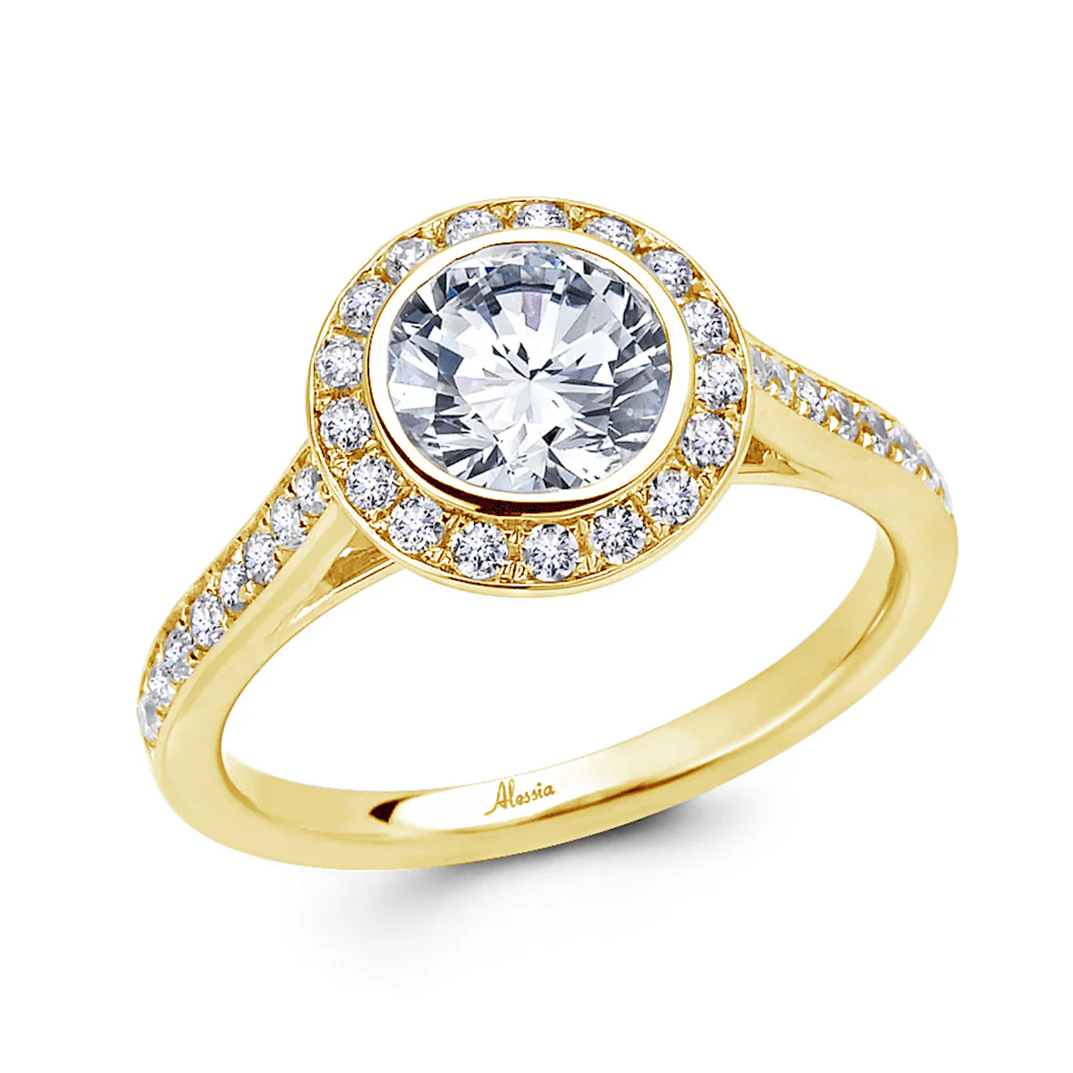 Round Brilliant Cut Diamond Halo Engagement Ring - ACB031 - Image 2