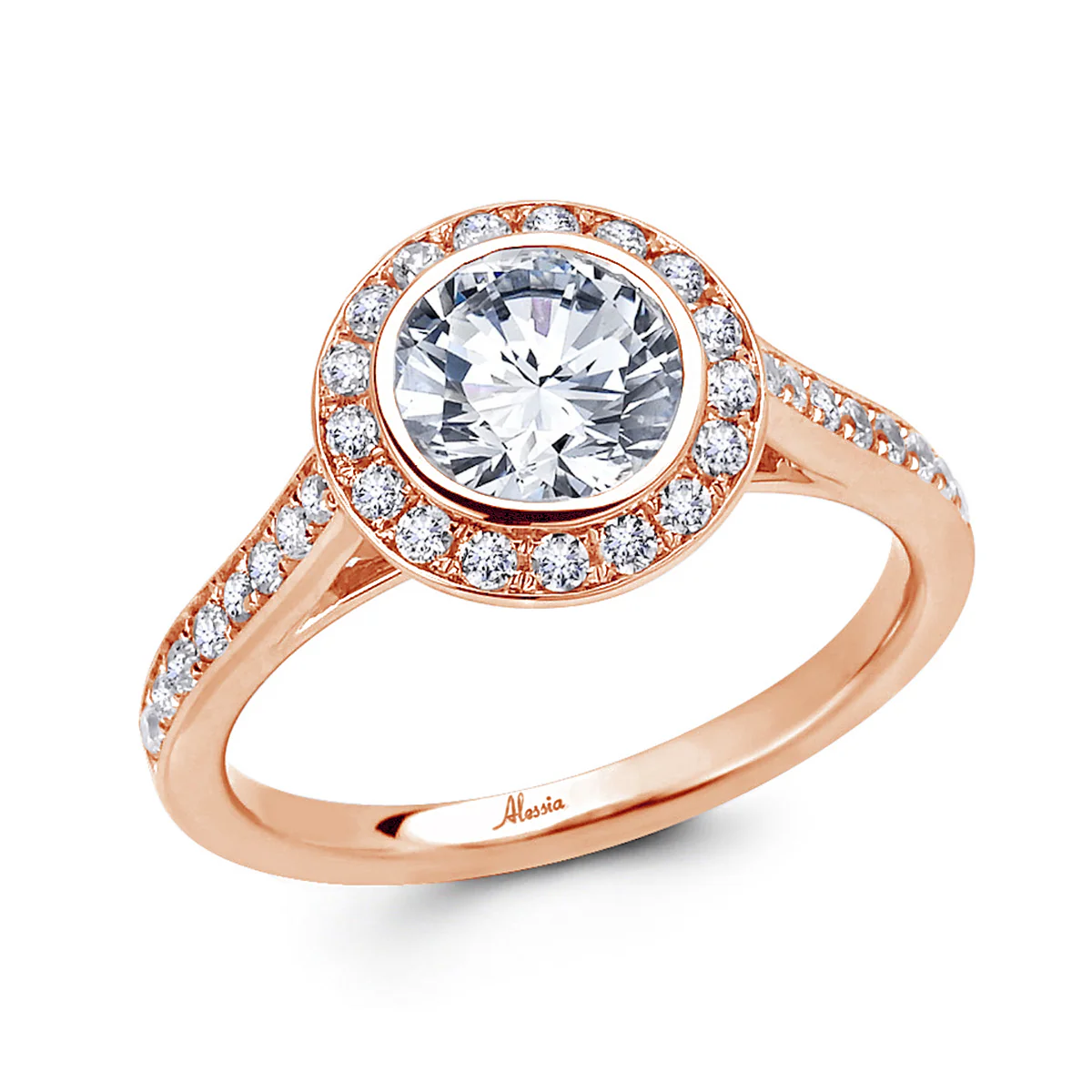 Round Brilliant Cut Diamond Halo Engagement Ring - ACB031 - Image 3