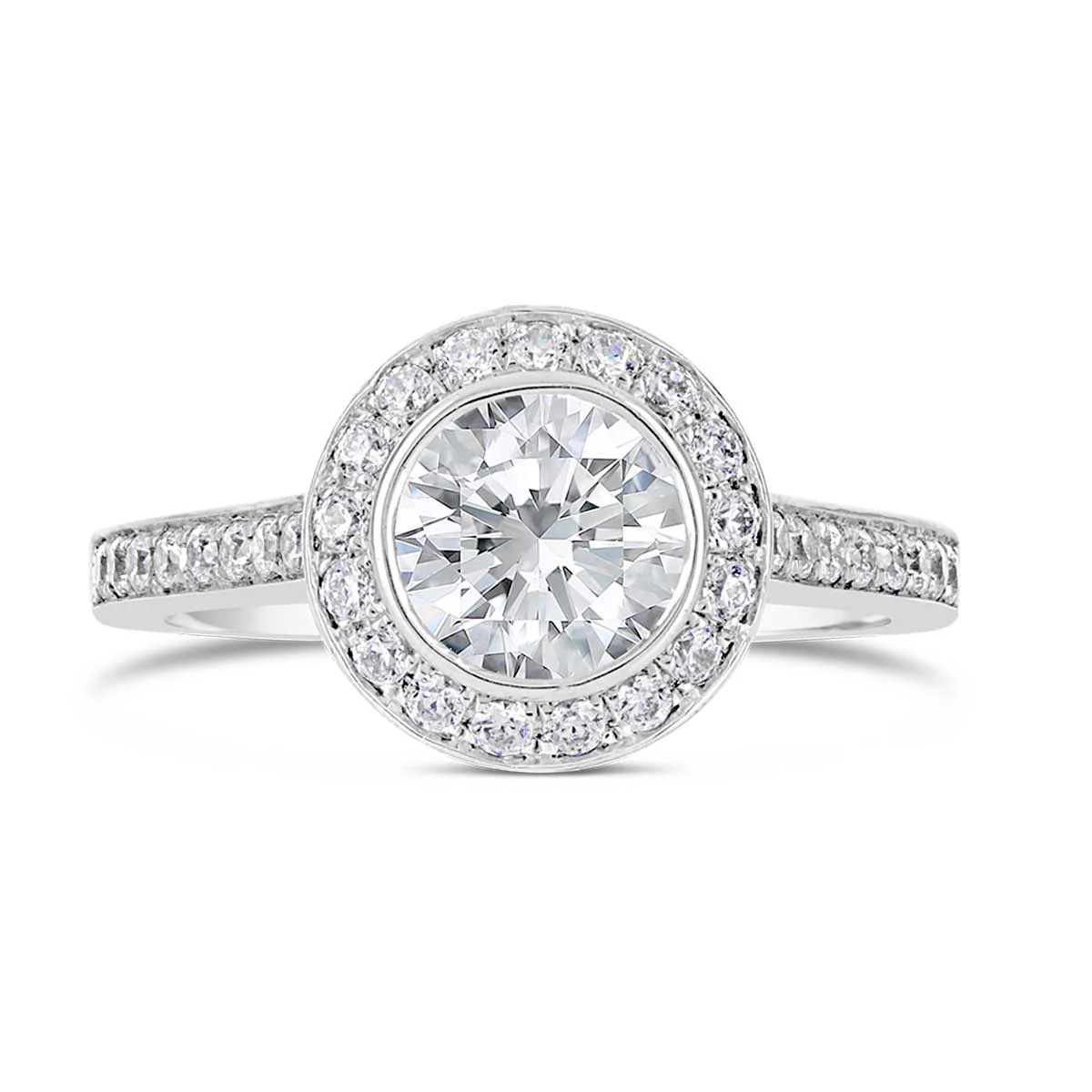 Round Brilliant Cut Diamond Halo Engagement Ring - ACB031 - Image 5