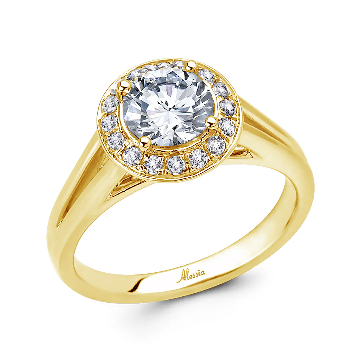 Round Brilliant Cut Diamond Halo Engagement Ring - ACB037 - Image 2