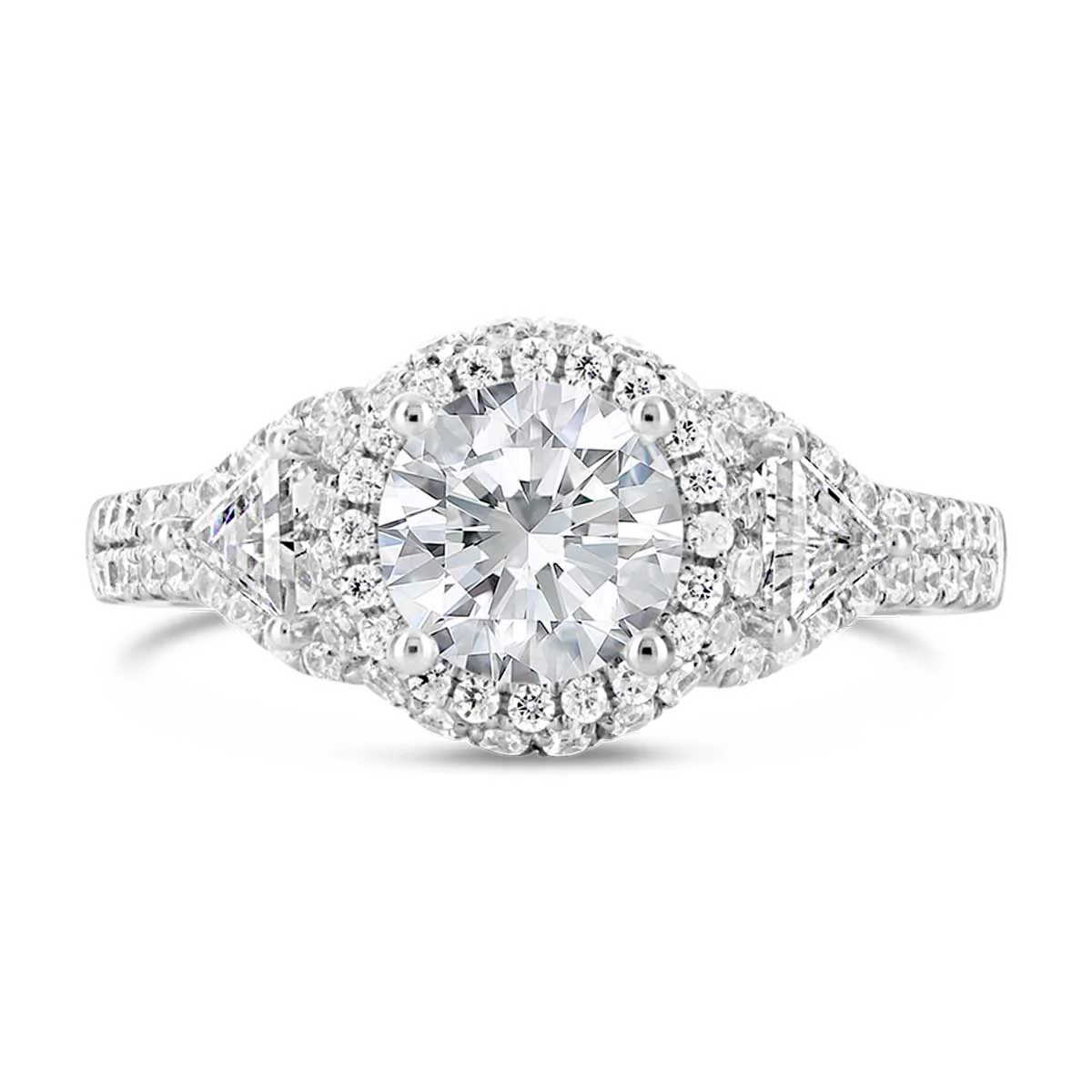 Round Brilliant Cut Diamond Halo Engagement Ring - ACB038 - Image 2