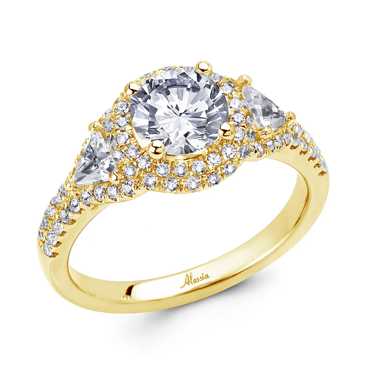 Round Brilliant Cut Diamond Halo Engagement Ring - ACB038 - Image 3