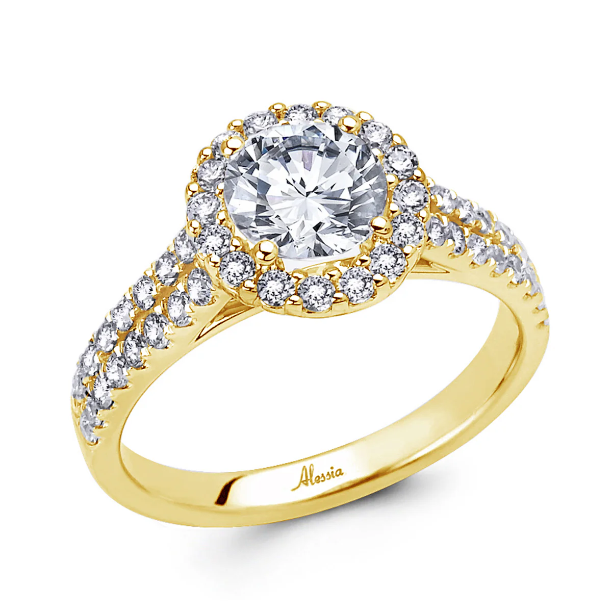 Round Brilliant Cut Diamond Halo Engagement Ring - ACB039 - Image 3