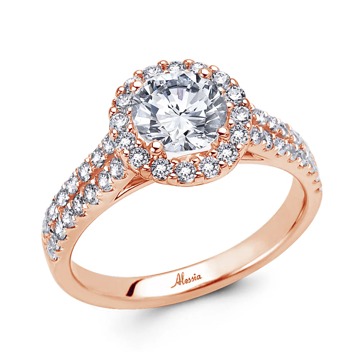 Round Brilliant Cut Diamond Halo Engagement Ring - ACB039 - Image 4