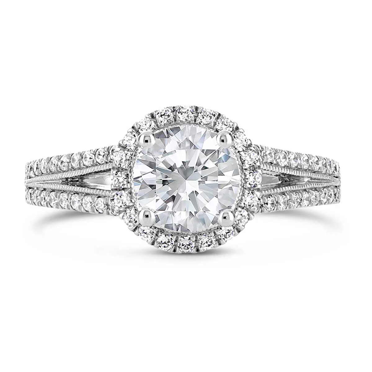 Round Brilliant Cut Diamond Halo Engagement Ring - ACB040 - Image 2