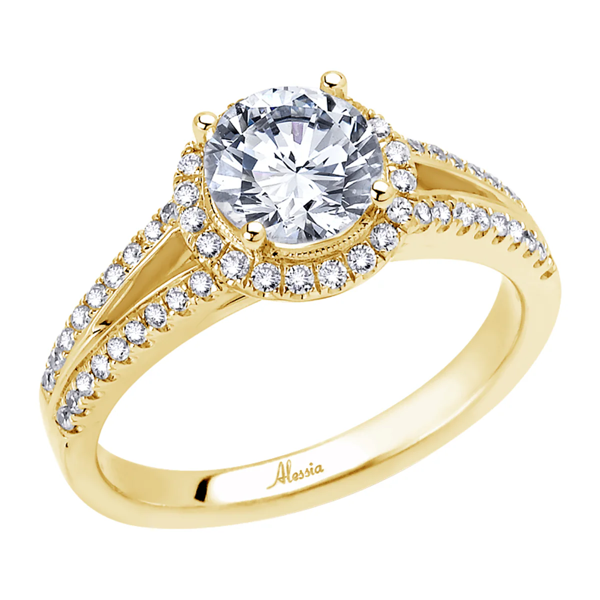 Round Brilliant Cut Diamond Halo Engagement Ring - ACB040 - Image 3
