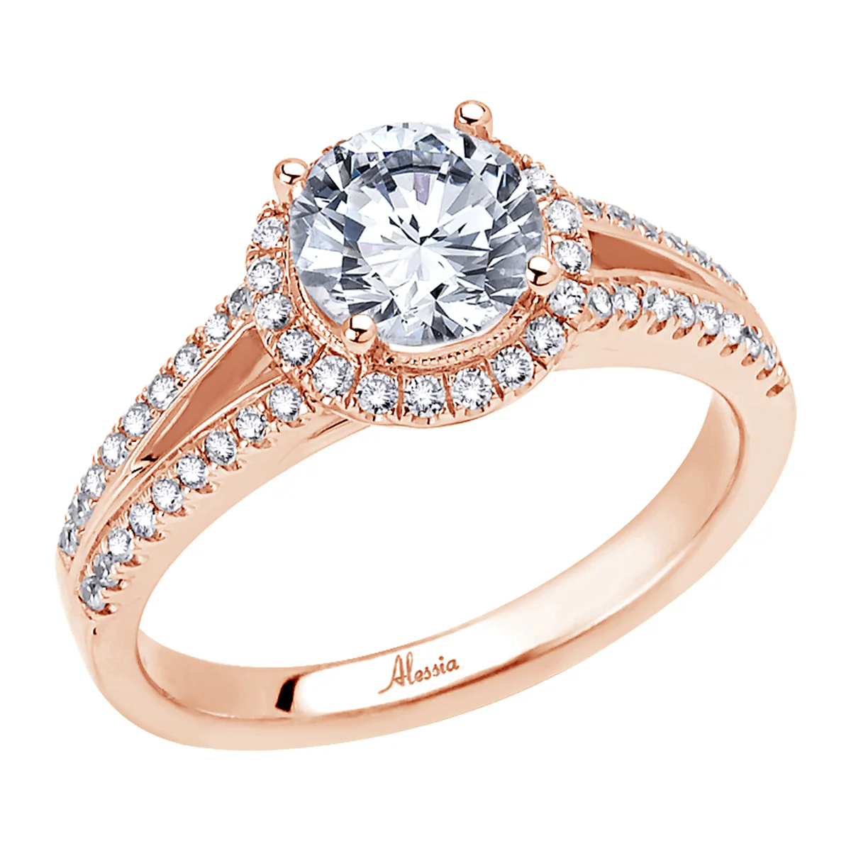 Round Brilliant Cut Diamond Halo Engagement Ring - ACB040 - Image 4