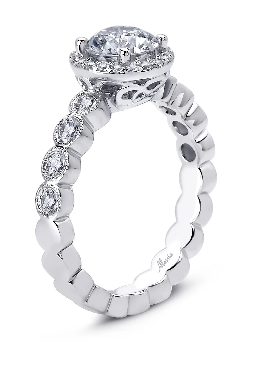 Round Brilliant Cut Diamond Halo Engagement Ring - ACB043 - Image 3