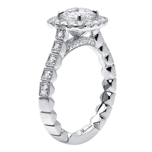 Round Brilliant Cut Diamond Halo Engagement Ring - ACB069 - Image 2