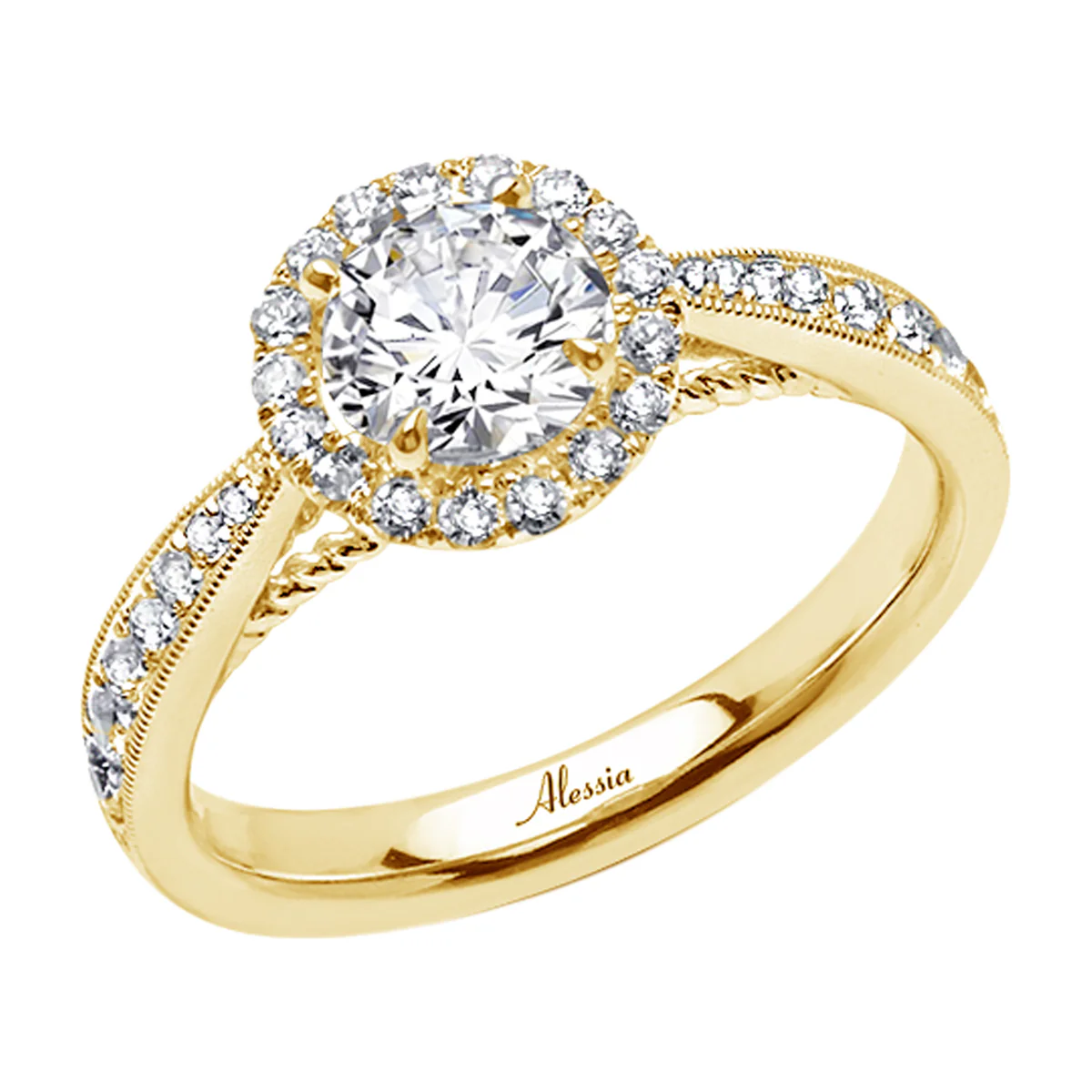 Round Brilliant Cut Diamond Halo Engagement Ring - ACB075 - Image 3