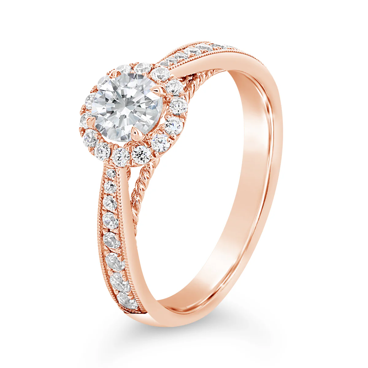 Round Brilliant Cut Diamond Halo Engagement Ring - ACB082 - Image 2