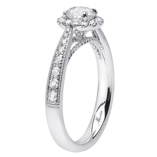 Round Brilliant Cut Diamond Halo Engagement Ring - ACB082 - Image 3