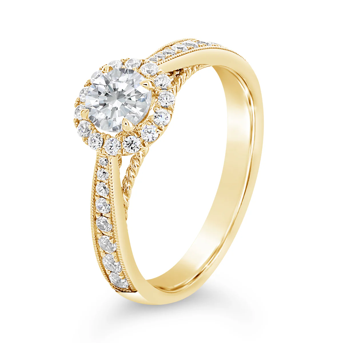 Round Brilliant Cut Diamond Halo Engagement Ring - ACB082 - Image 4