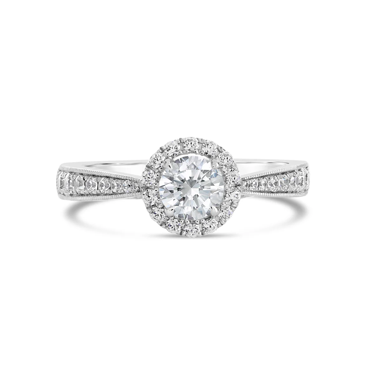 Round Brilliant Cut Diamond Halo Engagement Ring - ACB082 - Image 5