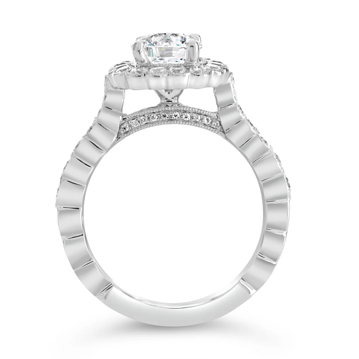 Round Brilliant Cut Diamond Halo Engagement Ring - ACB083 - Image 2