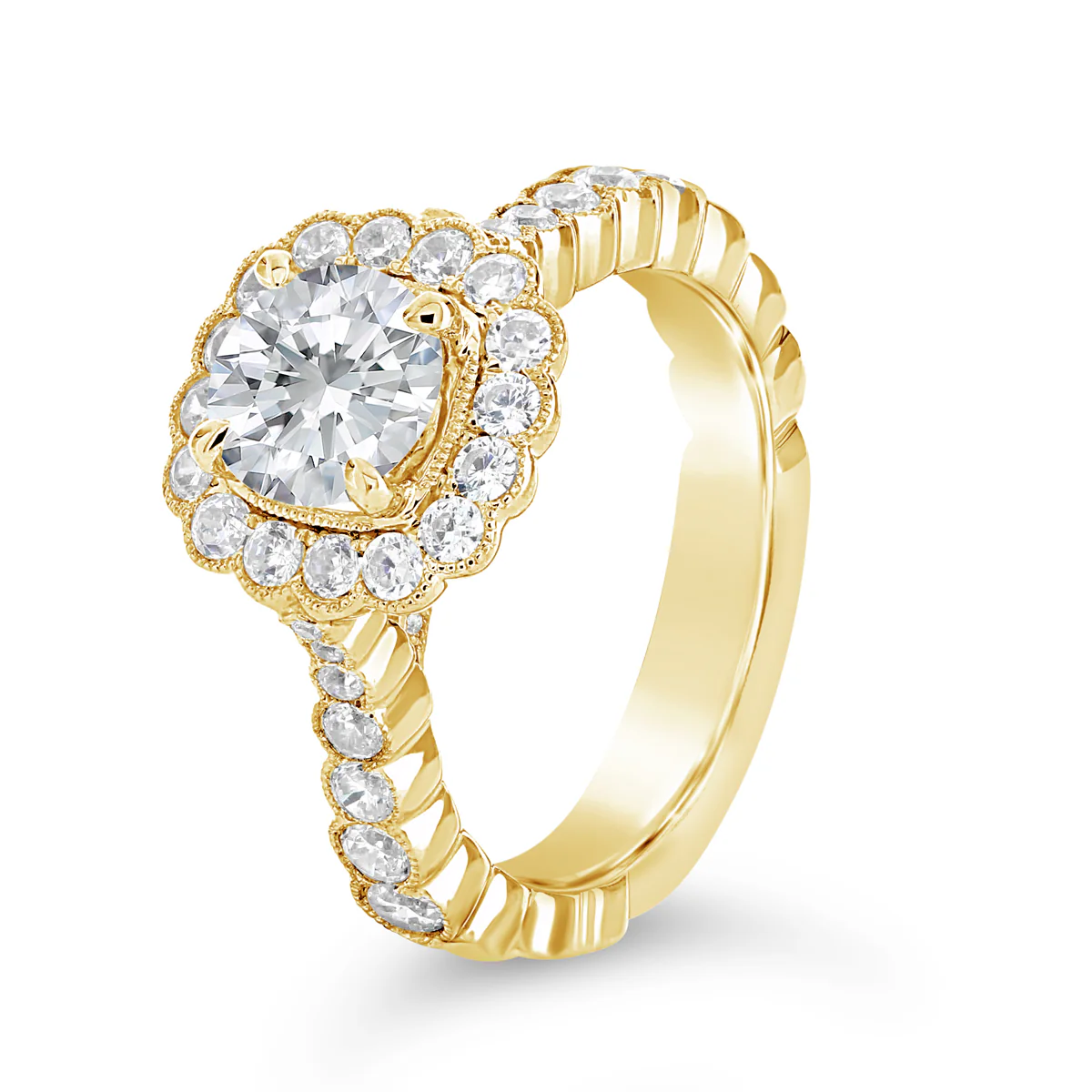 Round Brilliant Cut Diamond Halo Engagement Ring - ACB083 - Image 3