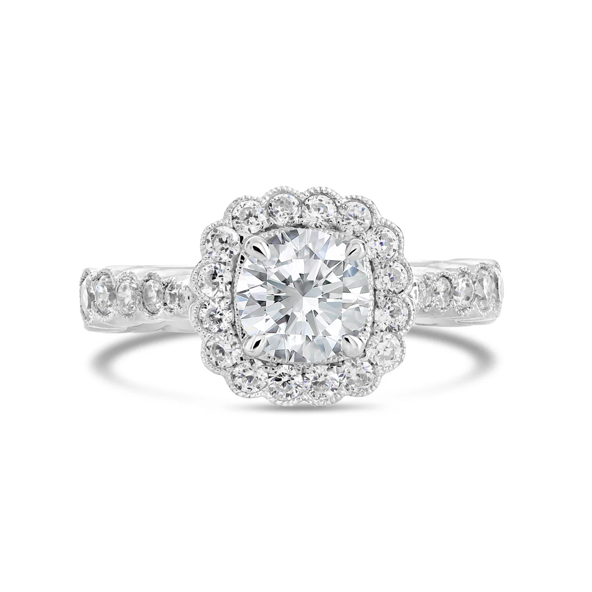 Round Brilliant Cut Diamond Halo Engagement Ring - ACB083 - Image 5