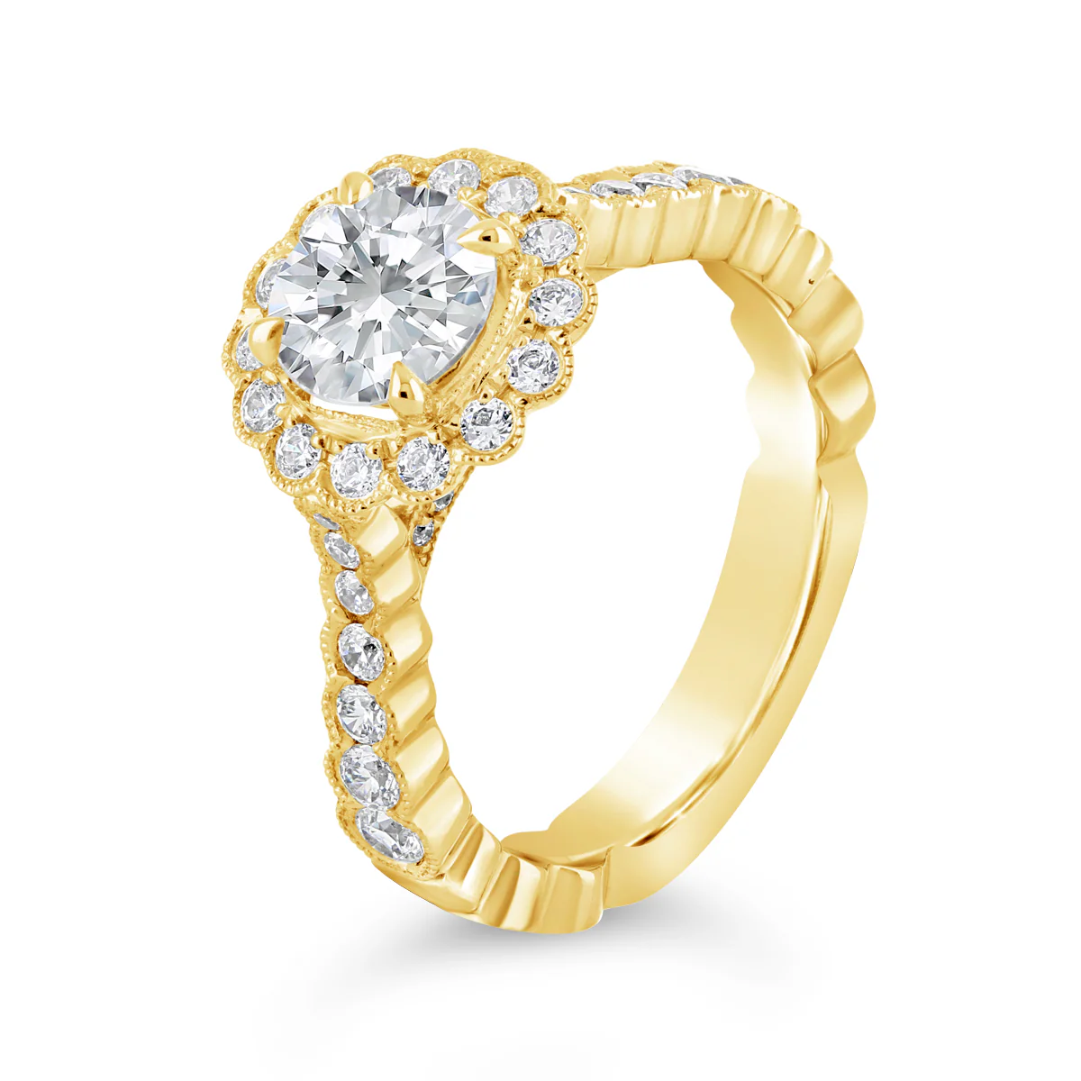 Round Brilliant Cut Diamond Halo Engagement Ring - ACB084 - Image 2