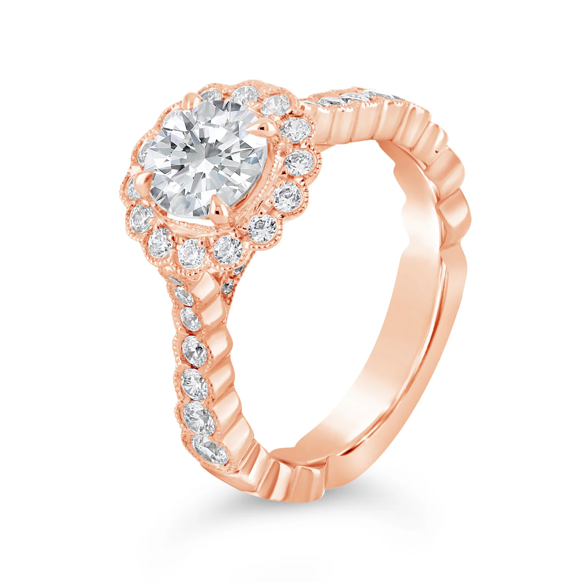 Round Brilliant Cut Diamond Halo Engagement Ring - ACB084 - Image 3