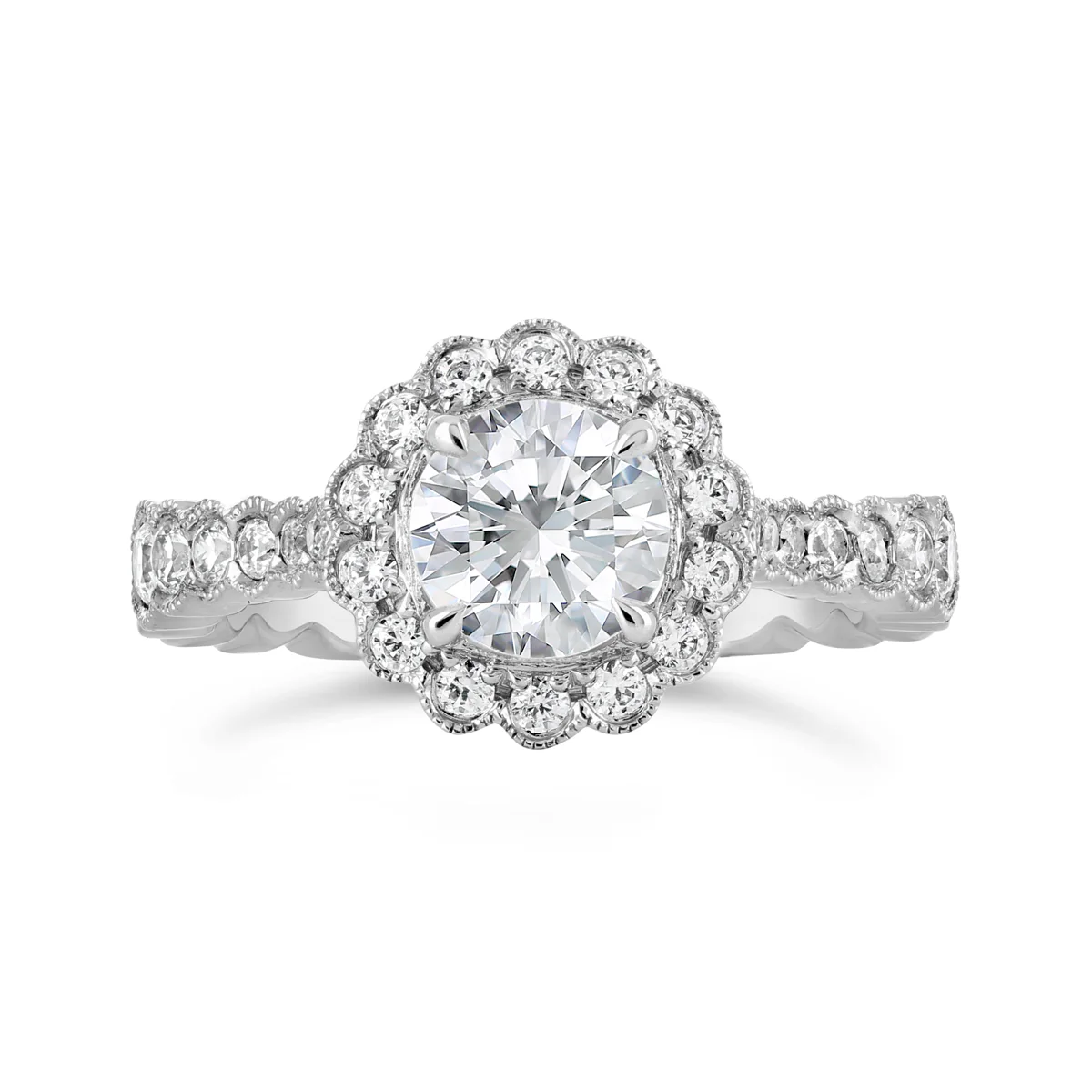 Round Brilliant Cut Diamond Halo Engagement Ring - ACB084 - Image 5