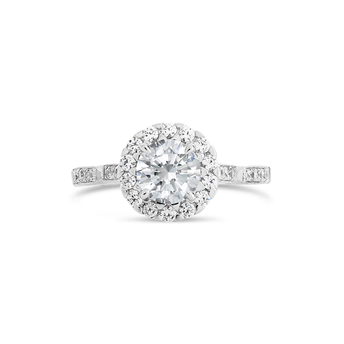 Round Brilliant Cut Diamond Halo Engagement Ring - ACB085 - Image 2