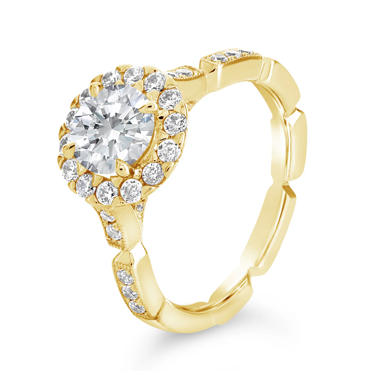 Round Brilliant Cut Diamond Halo Engagement Ring - ACB085 - Image 4