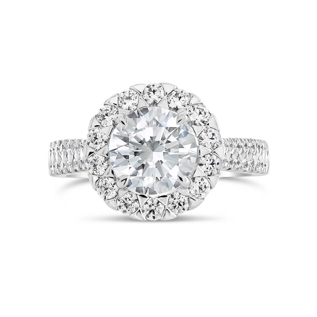 Round Brilliant Cut Diamond Halo Engagement Ring - ACB087 - Image 2