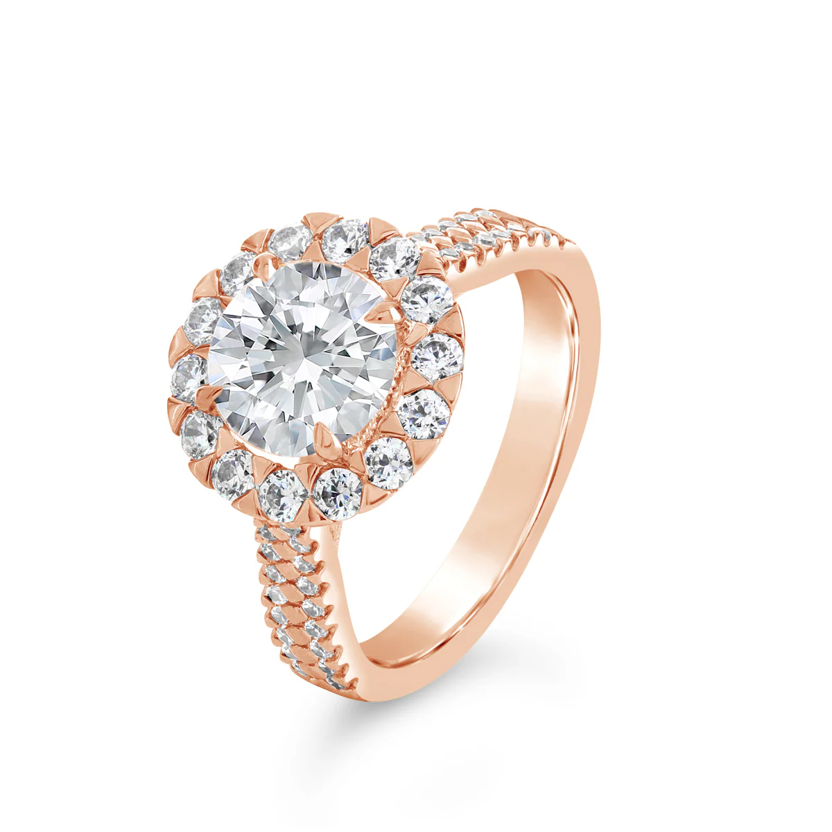 Round Brilliant Cut Diamond Halo Engagement Ring - ACB087 - Image 4
