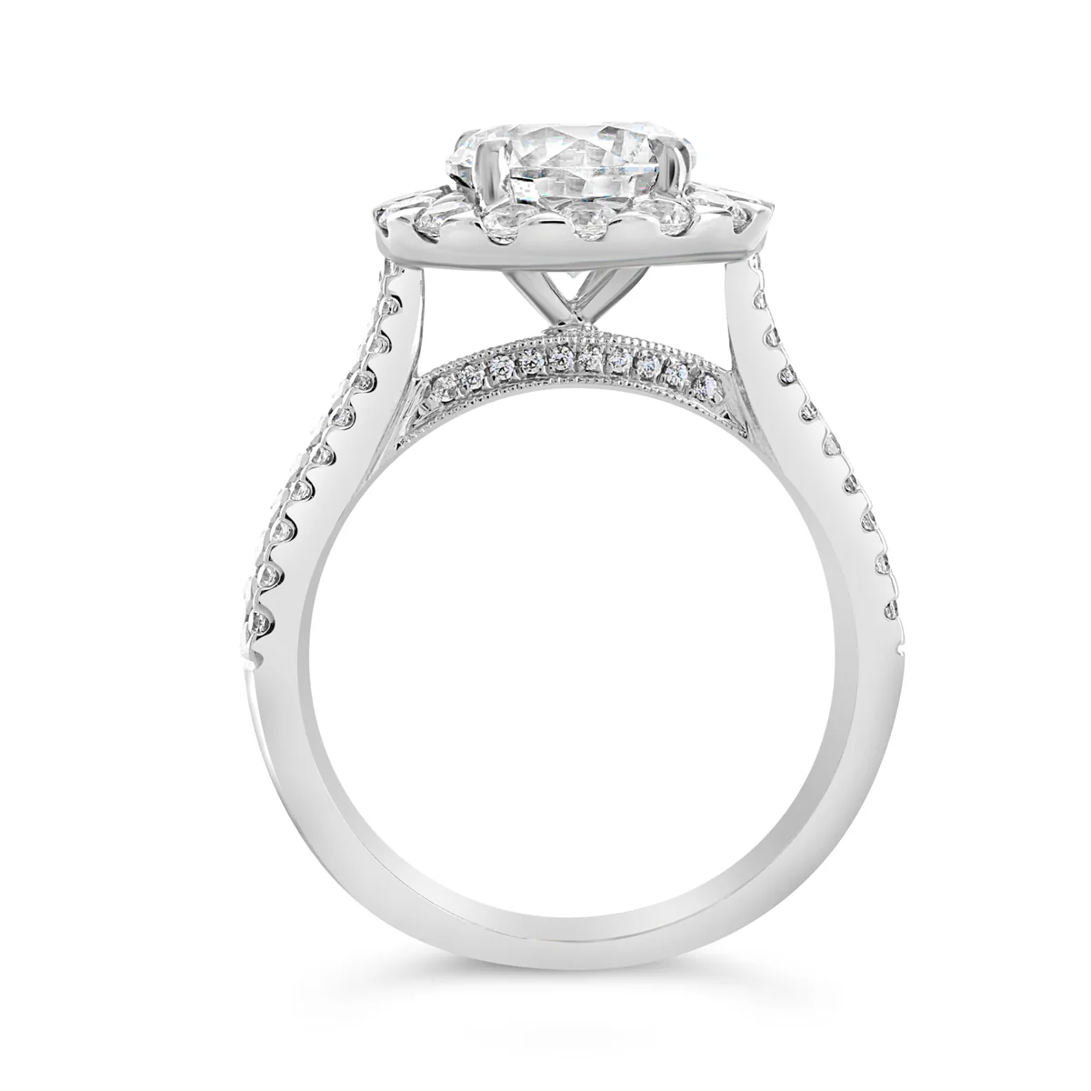 Round Brilliant Cut Diamond Halo Engagement Ring - ACB087 - Image 5