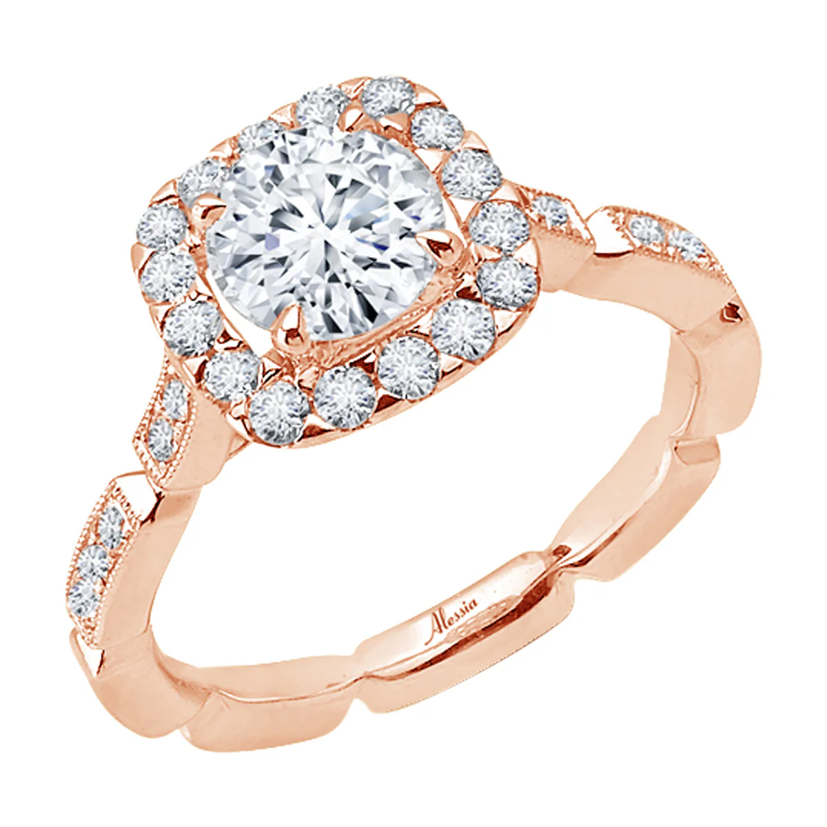 Round Brilliant Cut Diamond Halo Engagement Ring - ACB097 - Image 2