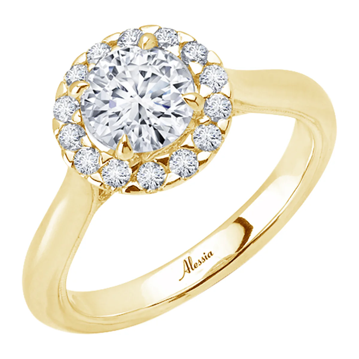 Round Brilliant Cut Diamond Halo Engagement Ring - ACB098 - Image 4