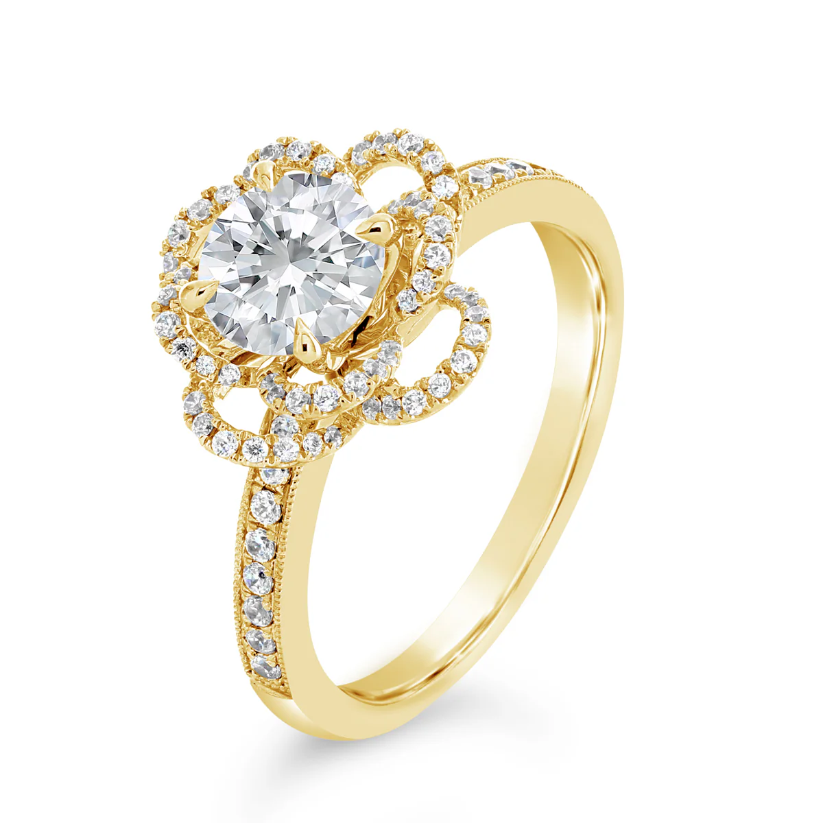 Round Brilliant Cut Diamond Petal Engagement Ring - ACB109 - Image 2