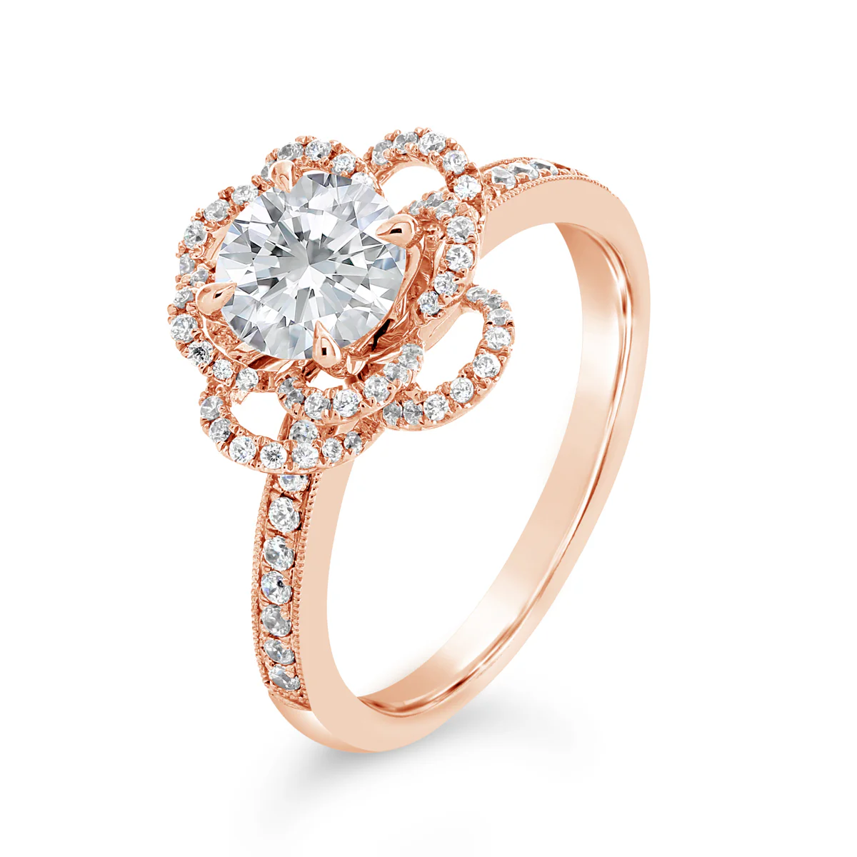 Round Brilliant Cut Diamond Petal Engagement Ring - ACB109 - Image 3