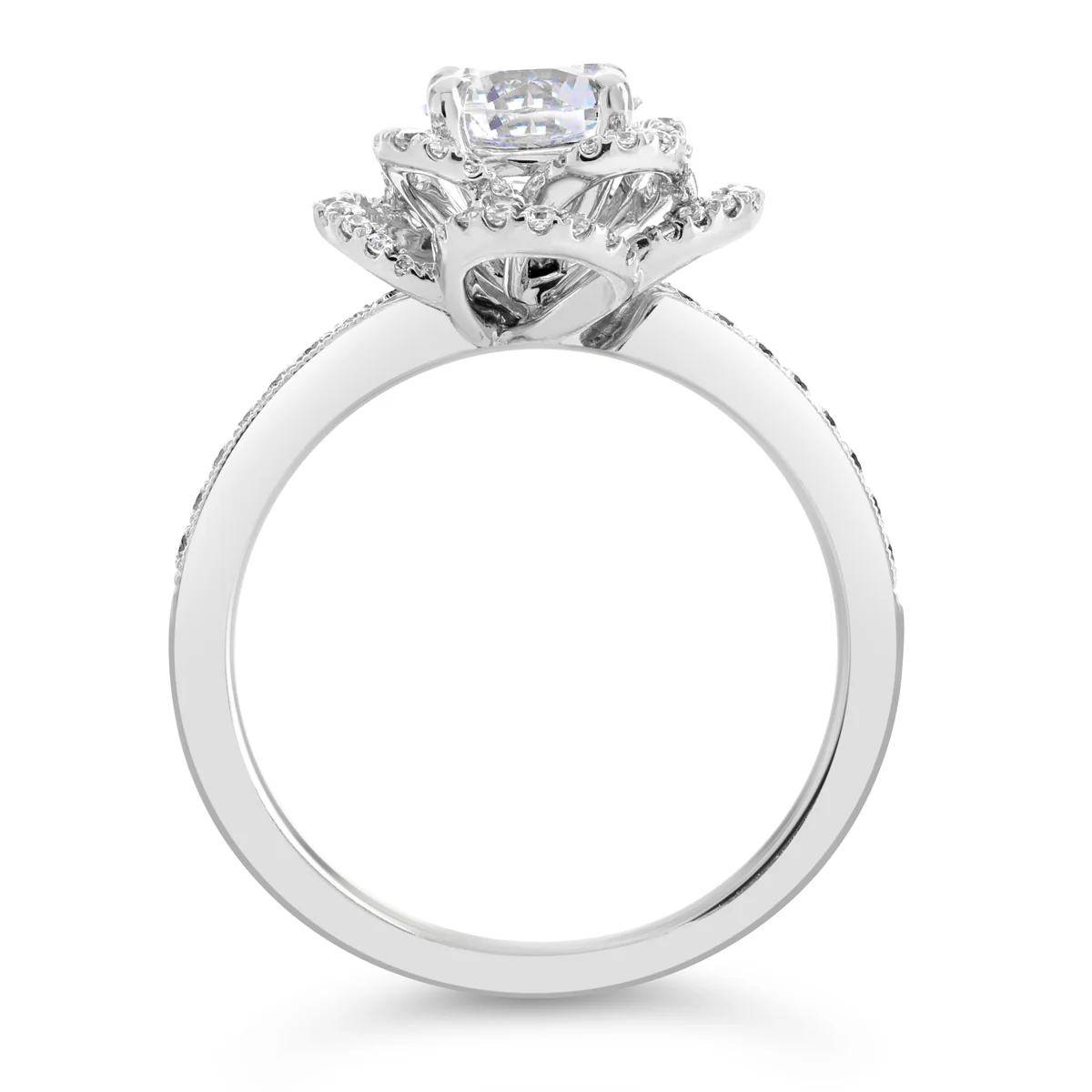 Round Brilliant Cut Diamond Petal Engagement Ring - ACB109 - Image 4