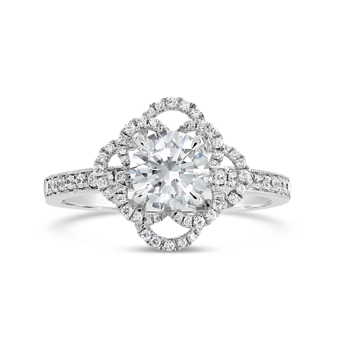 Round Brilliant Cut Diamond Petal Engagement Ring - ACB109 - Image 5
