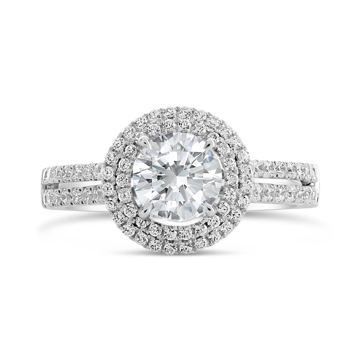 Round Brilliant Cut Double Halo Engagement Ring - ACB104 - Image 2
