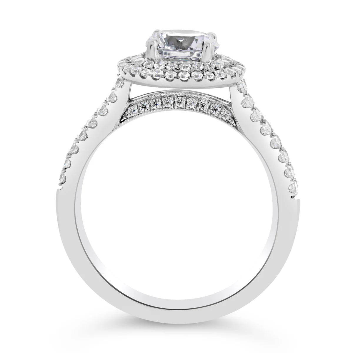 Round Brilliant Cut Double Halo Engagement Ring - ACB104 - Image 4