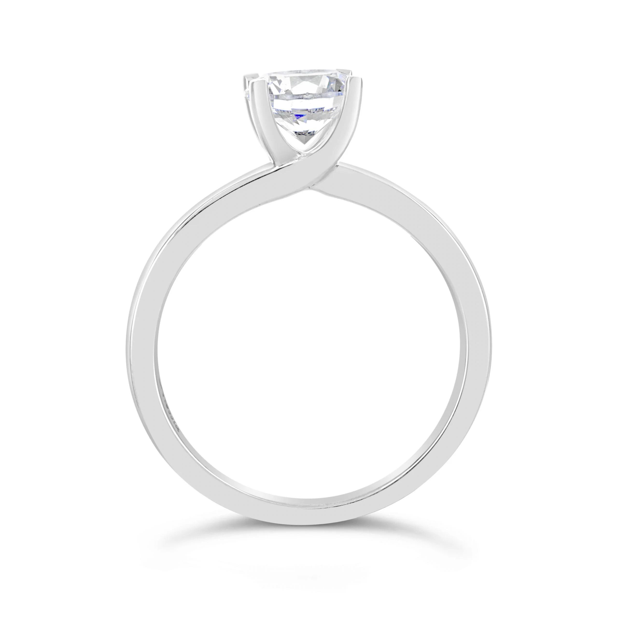Round Brilliant Cut Engagement Ring with Twisting Claws - ACB141 - Image 2