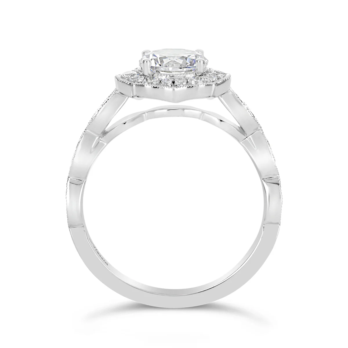Round Brilliant Cut Flower Halo Engagement Ring - ACB127 - Image 4