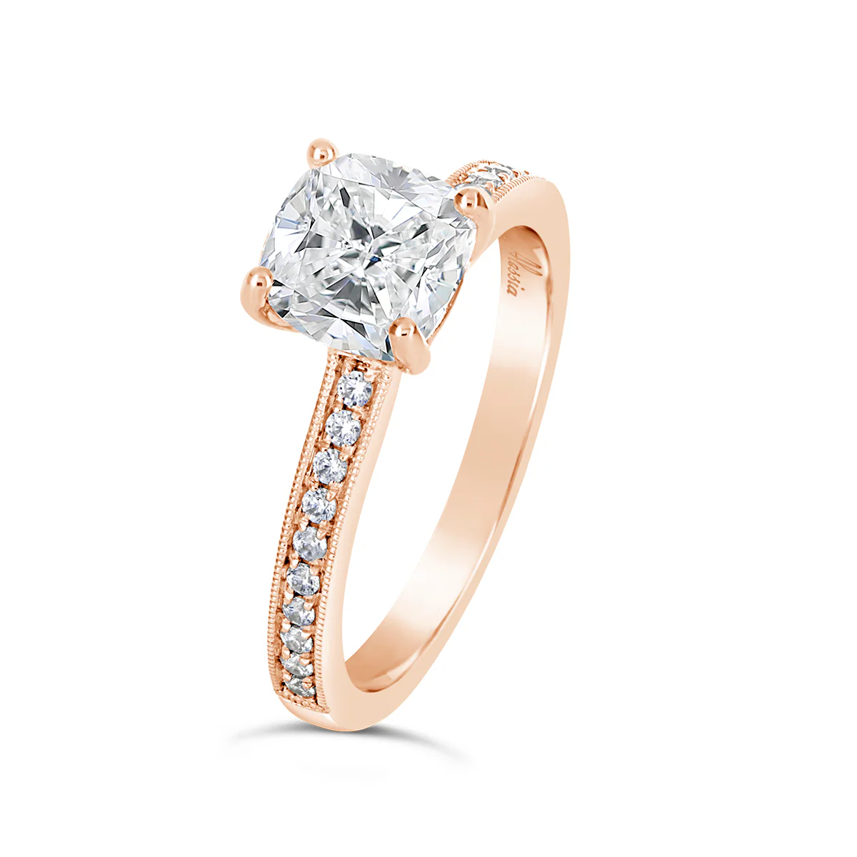 Round Brilliant Cut Pave Set Diamond Engagement Ring - ACB135 - Image 2