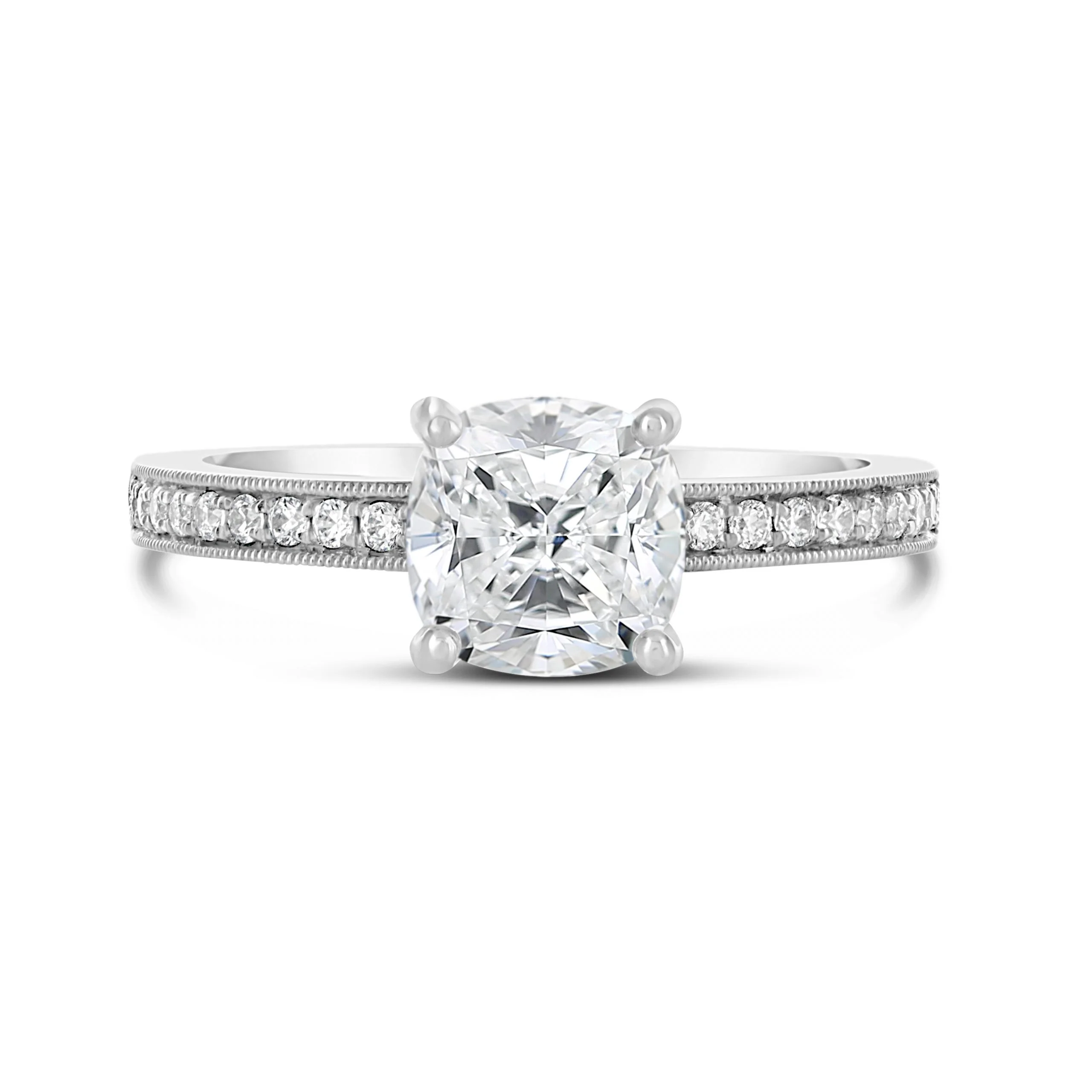 Round Brilliant Cut Pave Set Diamond Engagement Ring - ACB135 - Image 3