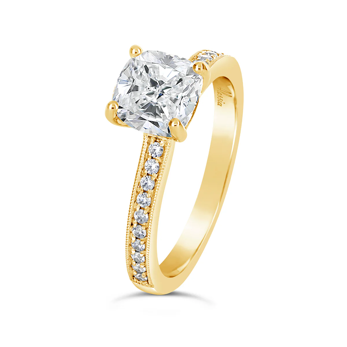 Round Brilliant Cut Pave Set Diamond Engagement Ring - ACB135 - Image 4